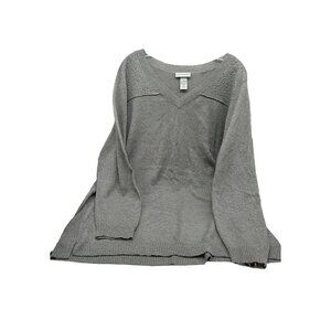 Catherines Women’s Plus Size 2X Tunic Top Silver Gray Long Sleeve V Neck